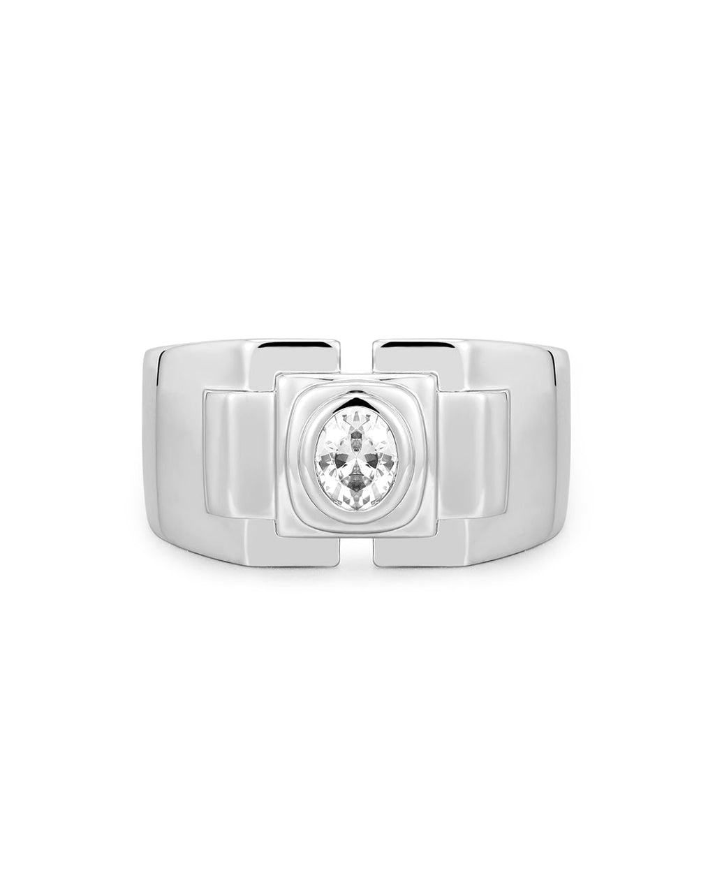 Déco Statement Ring in Silver — alternate view