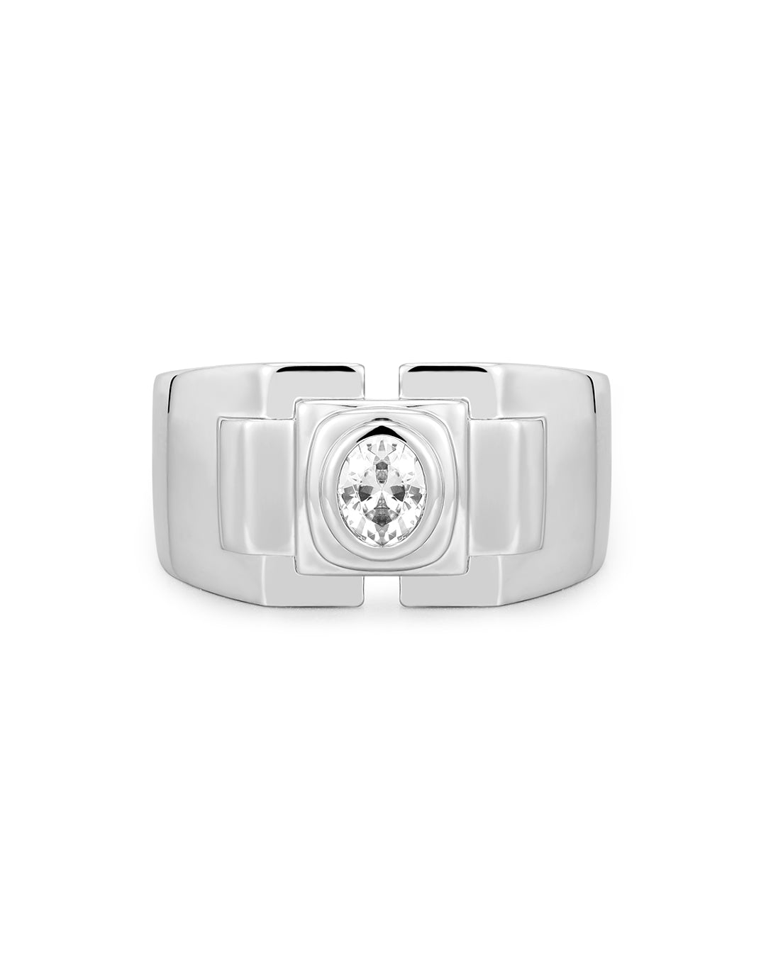 Déco Statement Ring in Silver — alternate view