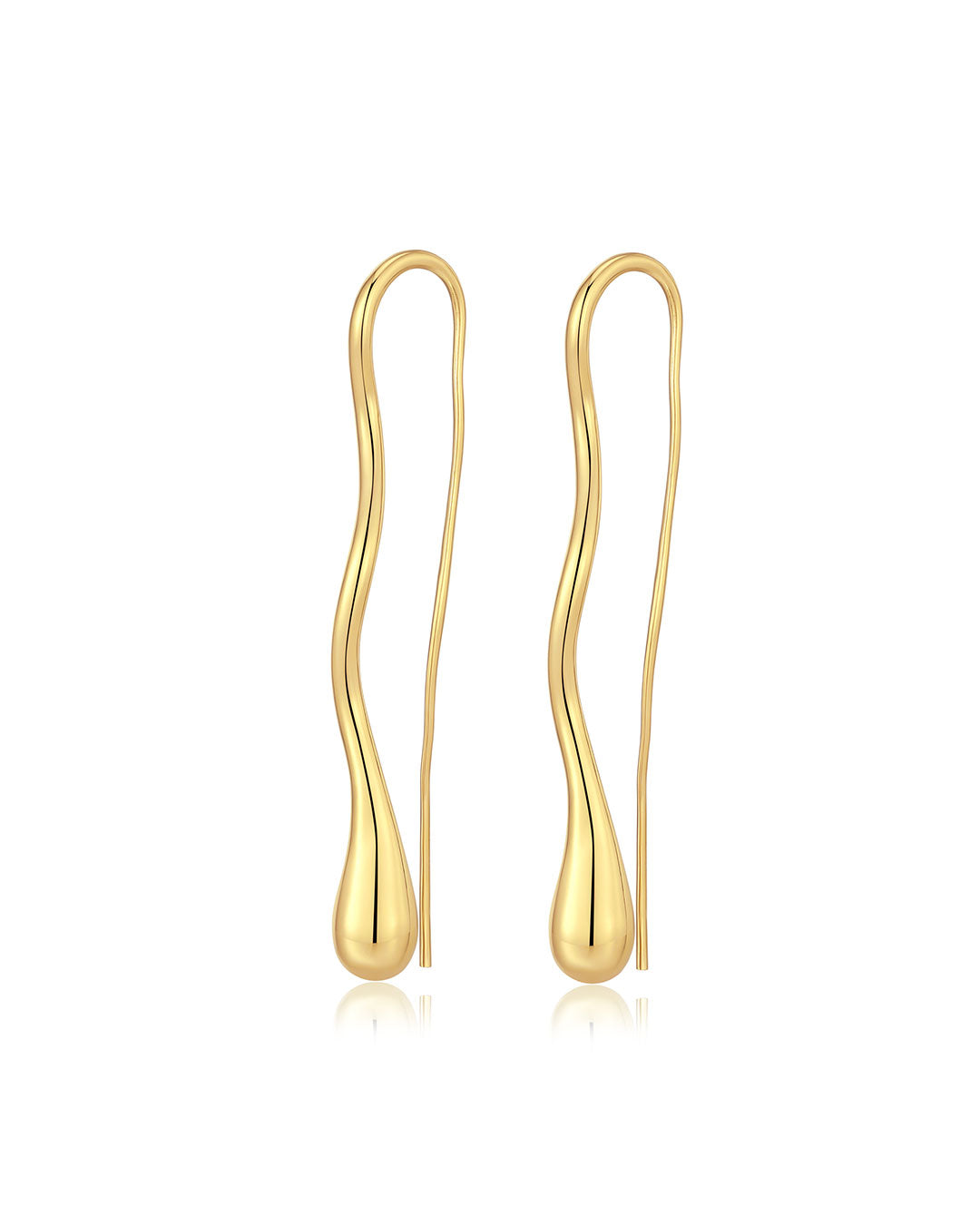 Drip Drop Threader Earrings in Gold