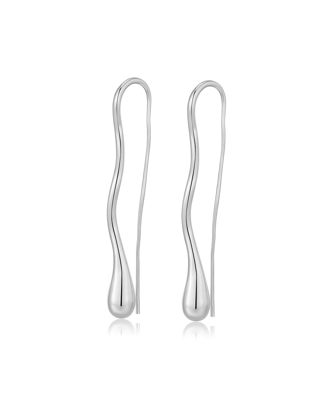 Drip Drop Threader Earrings in Silver — alternate view