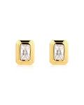 Emerald Bezel Studs in Gold - Earrings