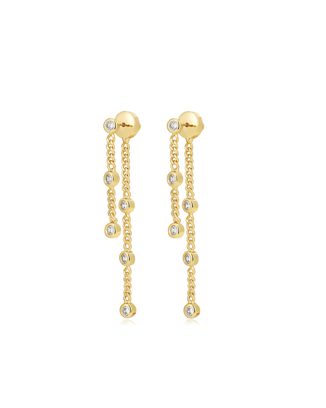 Estelle Double Chain Studs in Gold