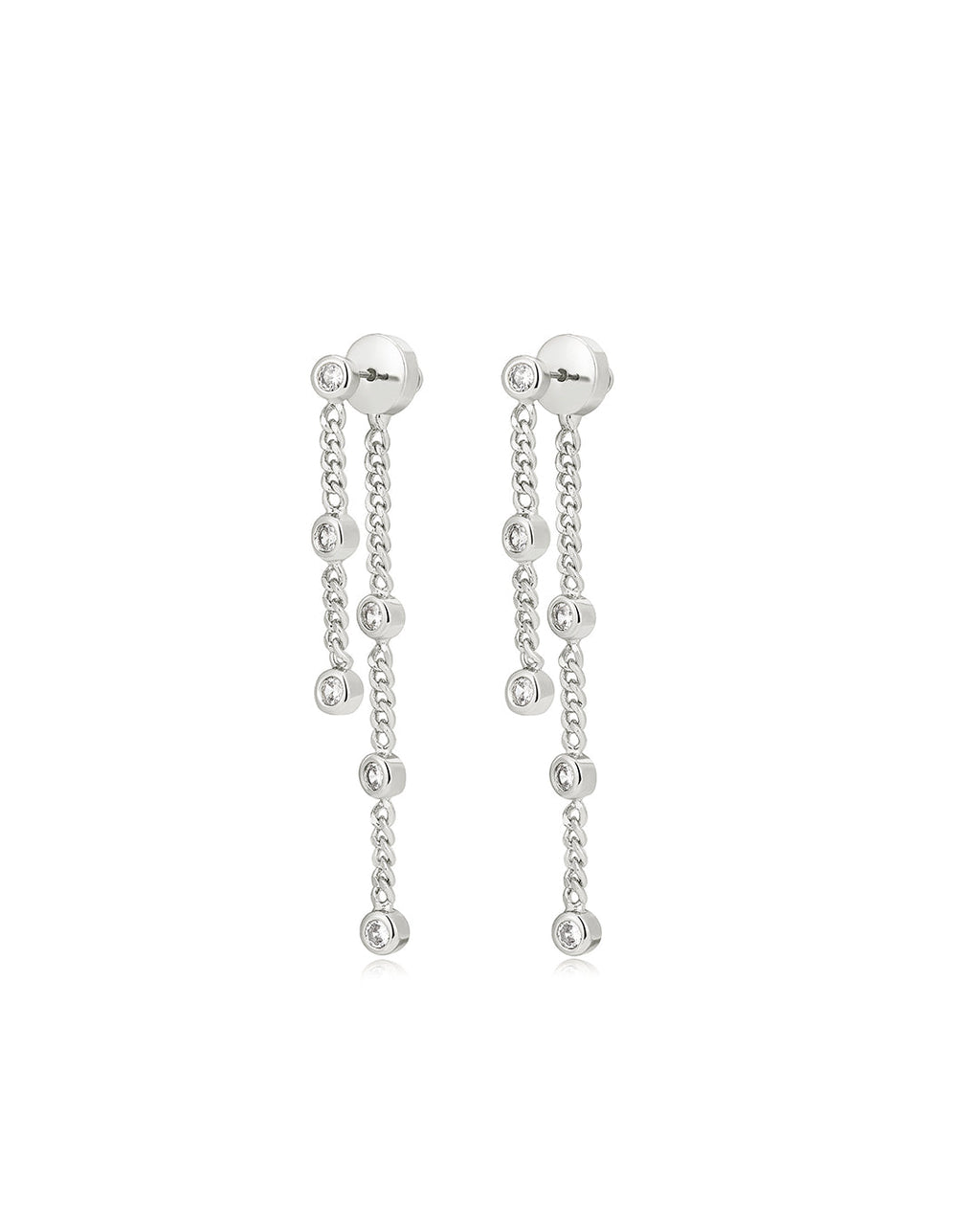 Estelle Double Chain Studs in Silver — alternate view