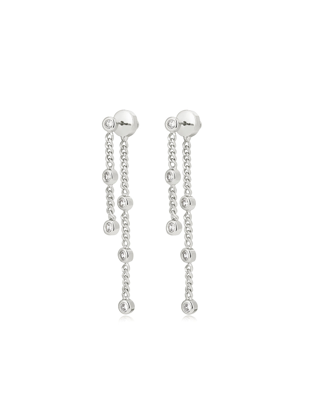 Estelle Double Chain Studs in Silver — alternate view