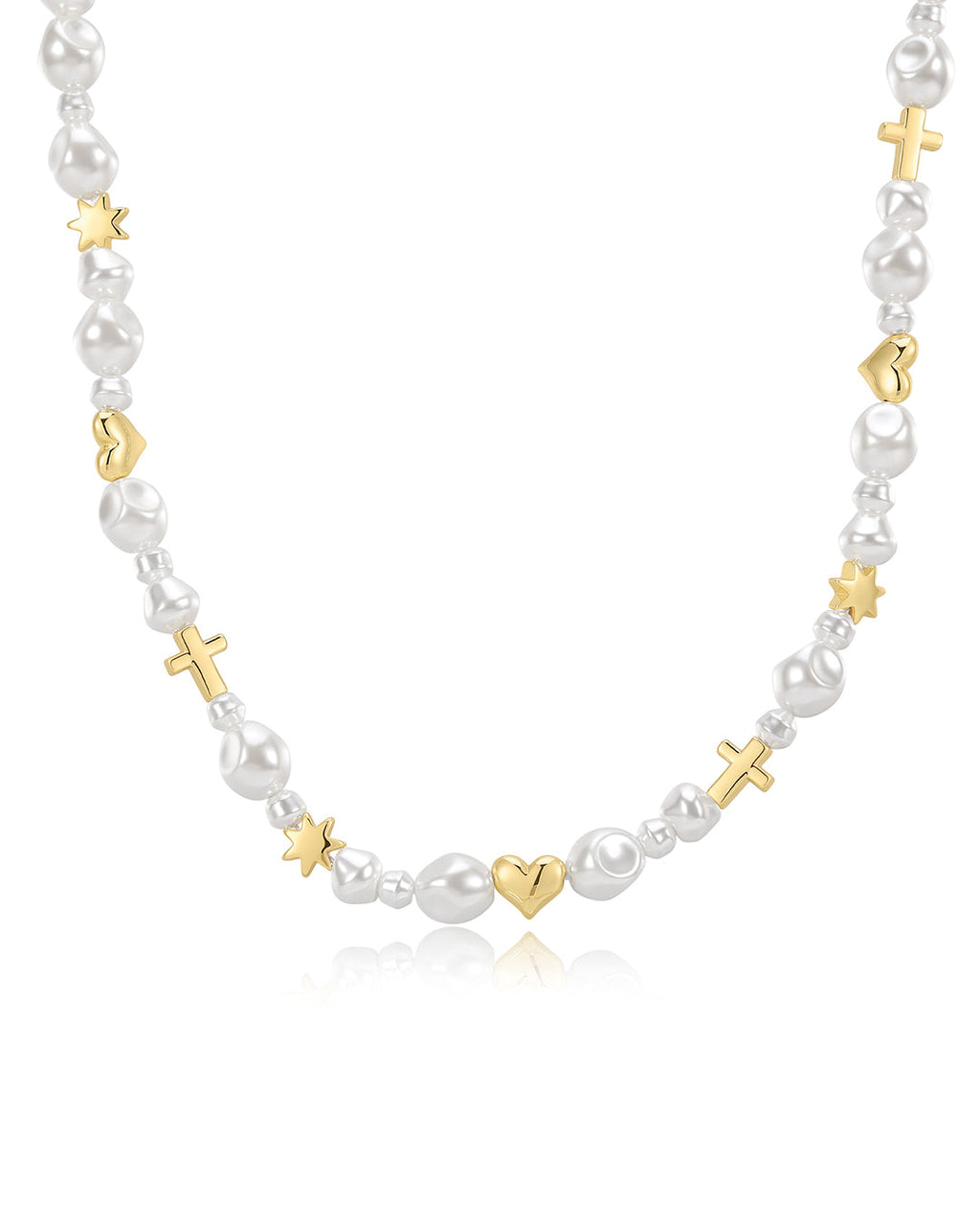 Etoile Pearl Stud Necklace in Gold