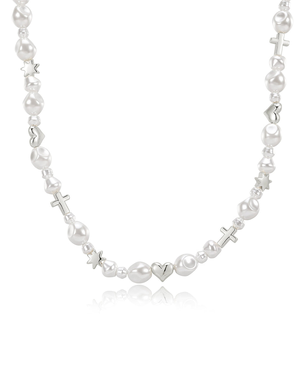 Etoile Pearl Stud Necklace in Silver — alternate view