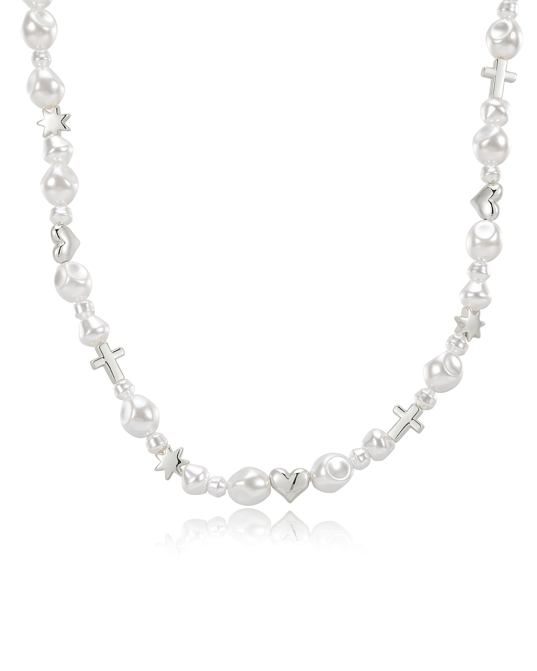 Etoile Pearl Stud Necklace in Silver — alternate view
