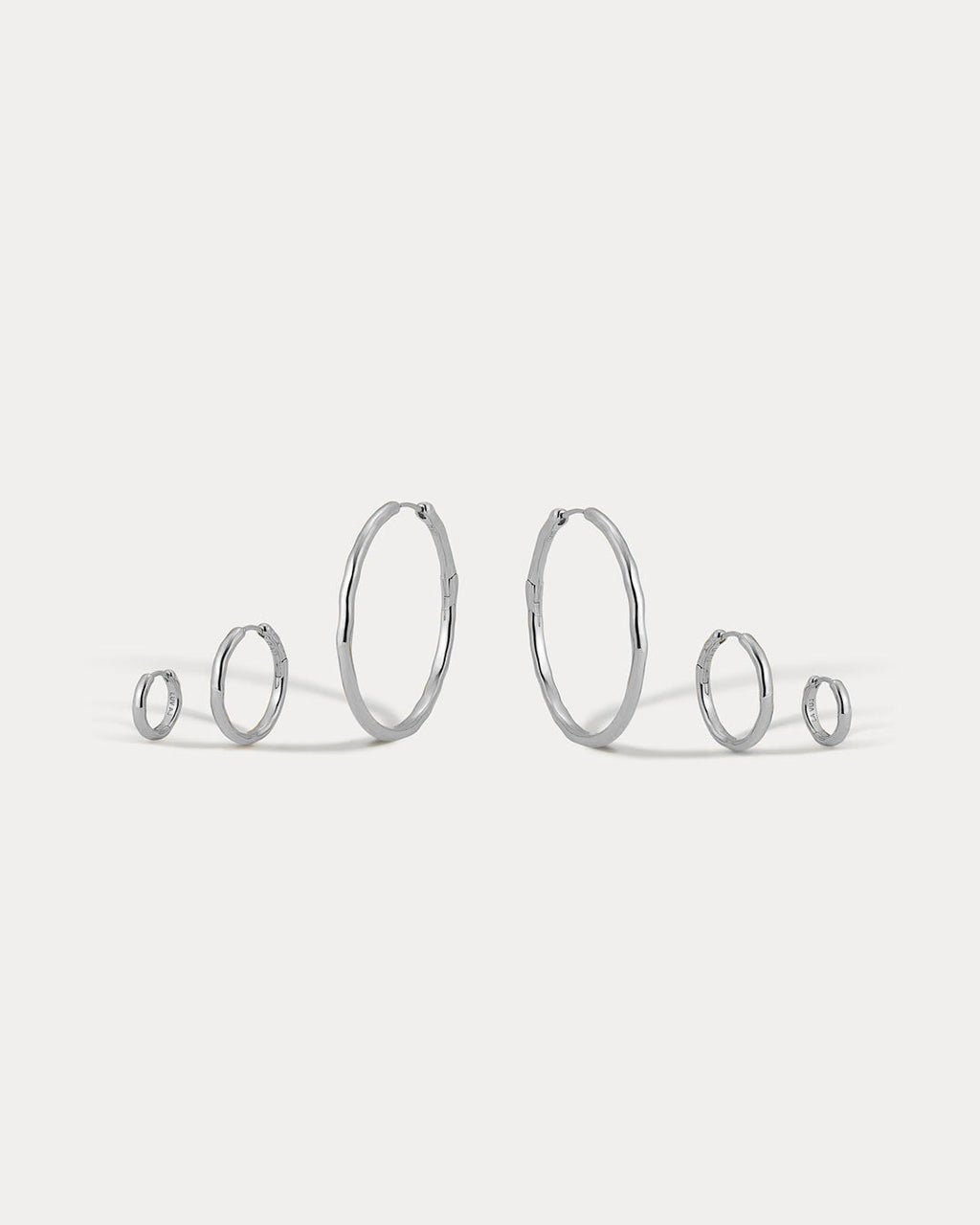 Granada Hammered Hoops in Silver — alternate view