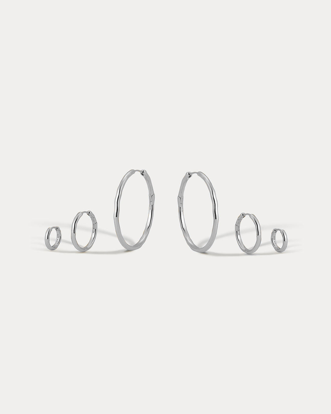 Granada Hammered Hoops in Silver — alternate view