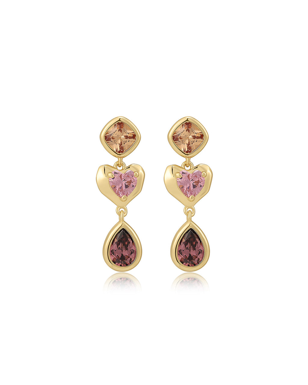 Heart Stone Studs in Gold - Earrings