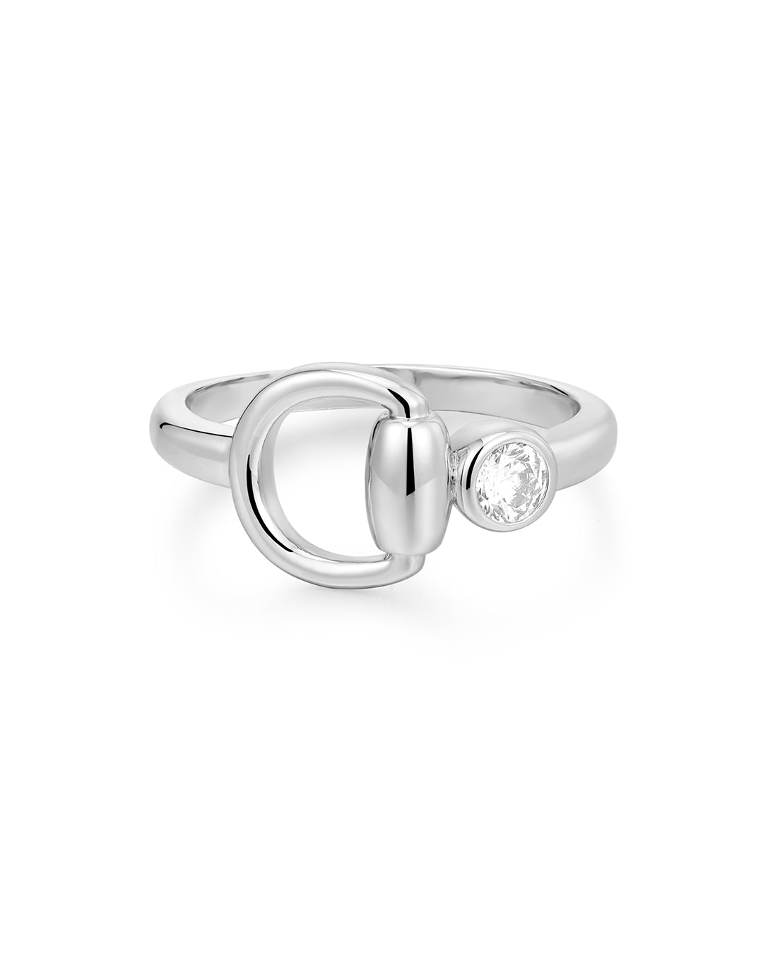 Horsebit Stone Ring in Silver — alternate view