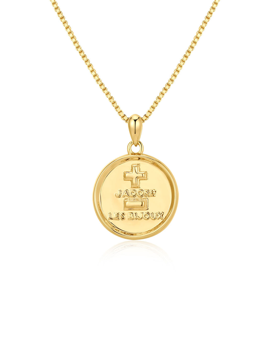 'I Love Jewelry' Coin Necklace in Gold