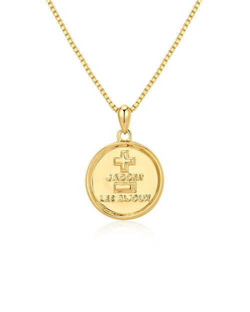 'I Love Jewelry' Coin Necklace in Gold