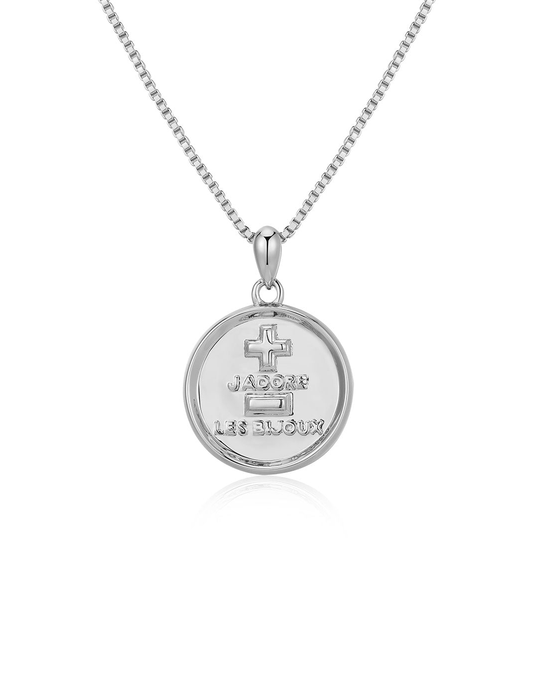 'I Love Jewelry' Coin Necklace in Silver — alternate view