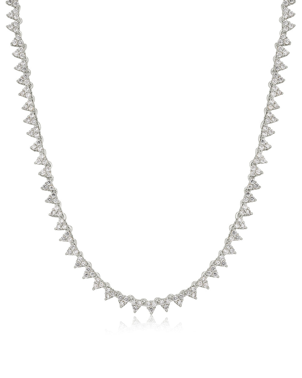 Isabelle Stud Tennis Necklace in Silver — alternate view