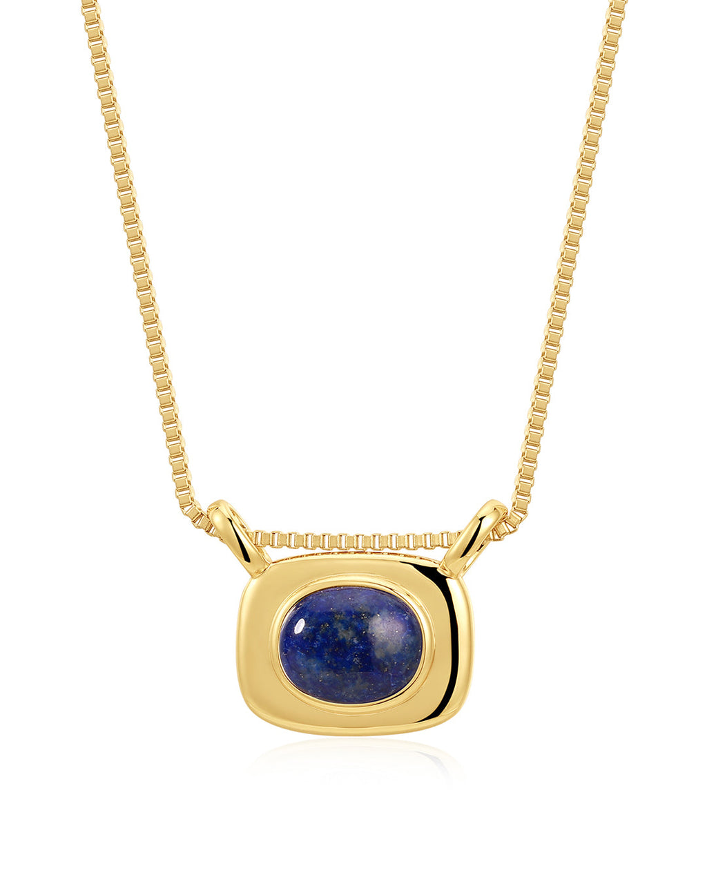 Lapis Bezel Charm Necklace in Gold