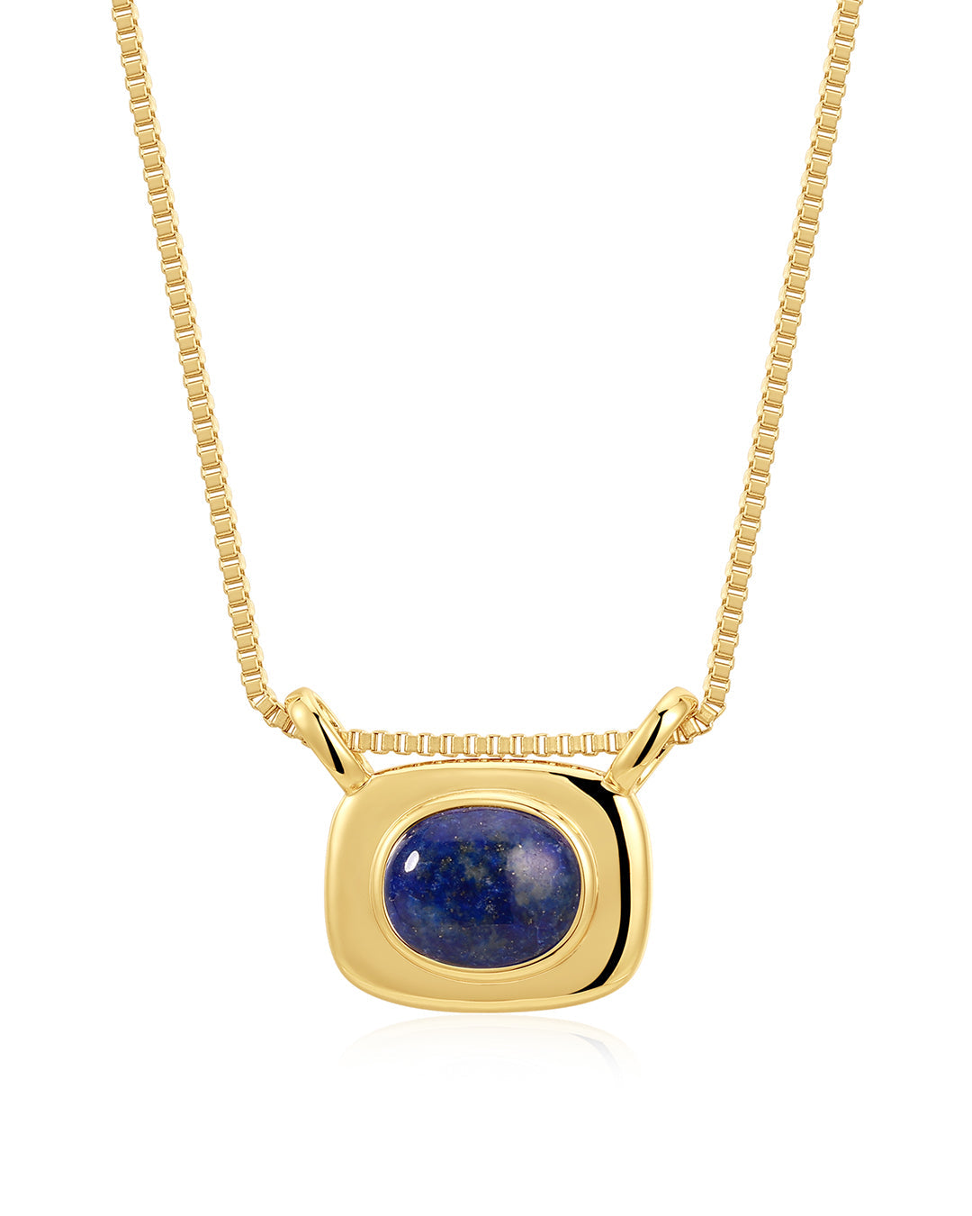 Lapis Bezel Charm Necklace in Gold