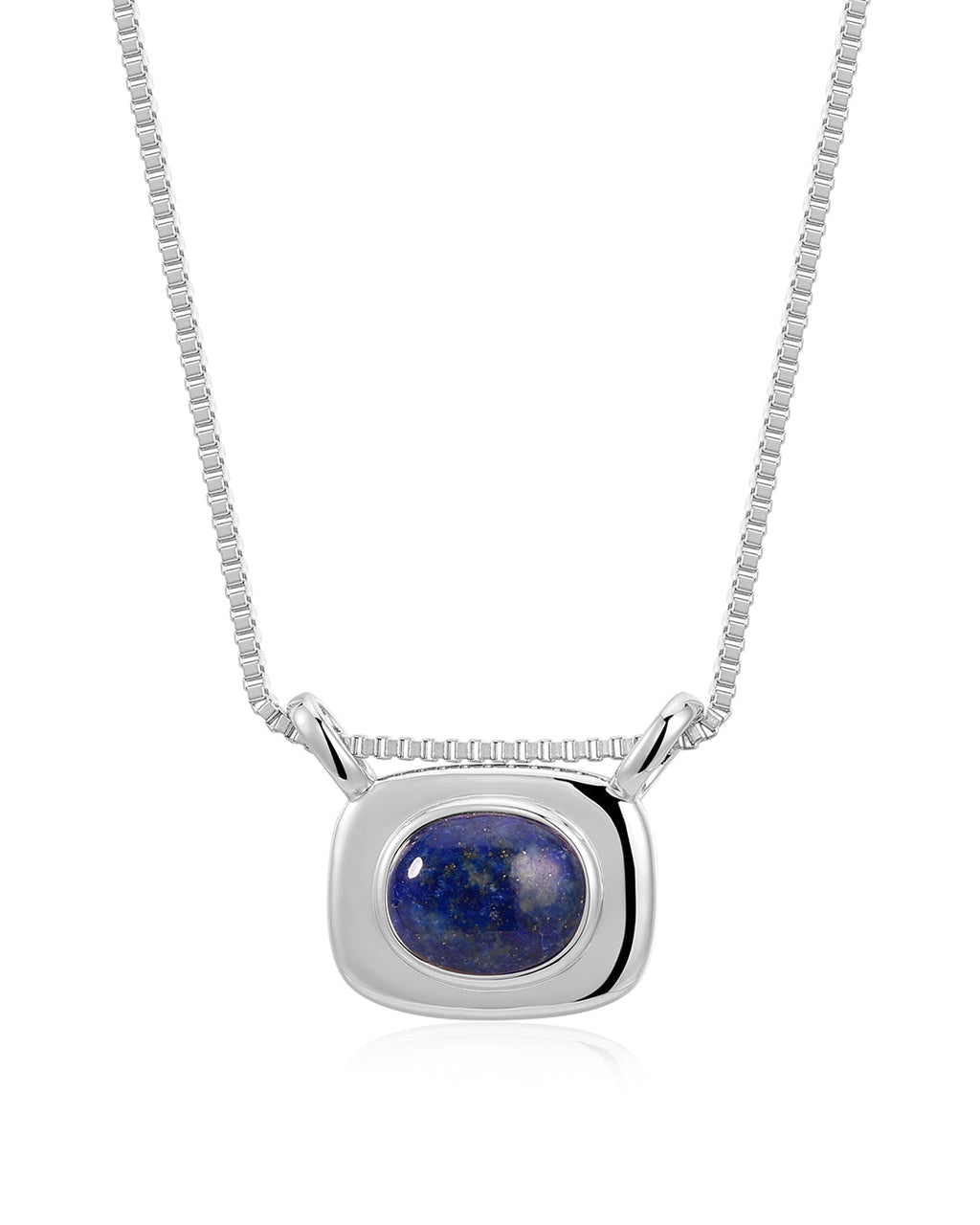 Lapis Bezel Charm Necklace in Silver — alternate view