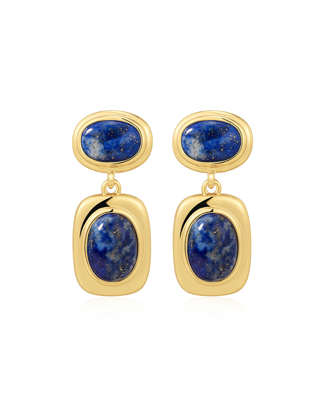 Lapis Double Studs in Gold - Earrings