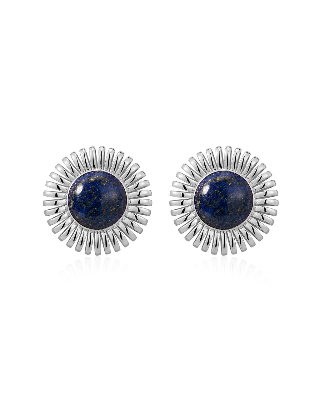 Lapis Spirale Studs in Silver - Earrings — alternate view