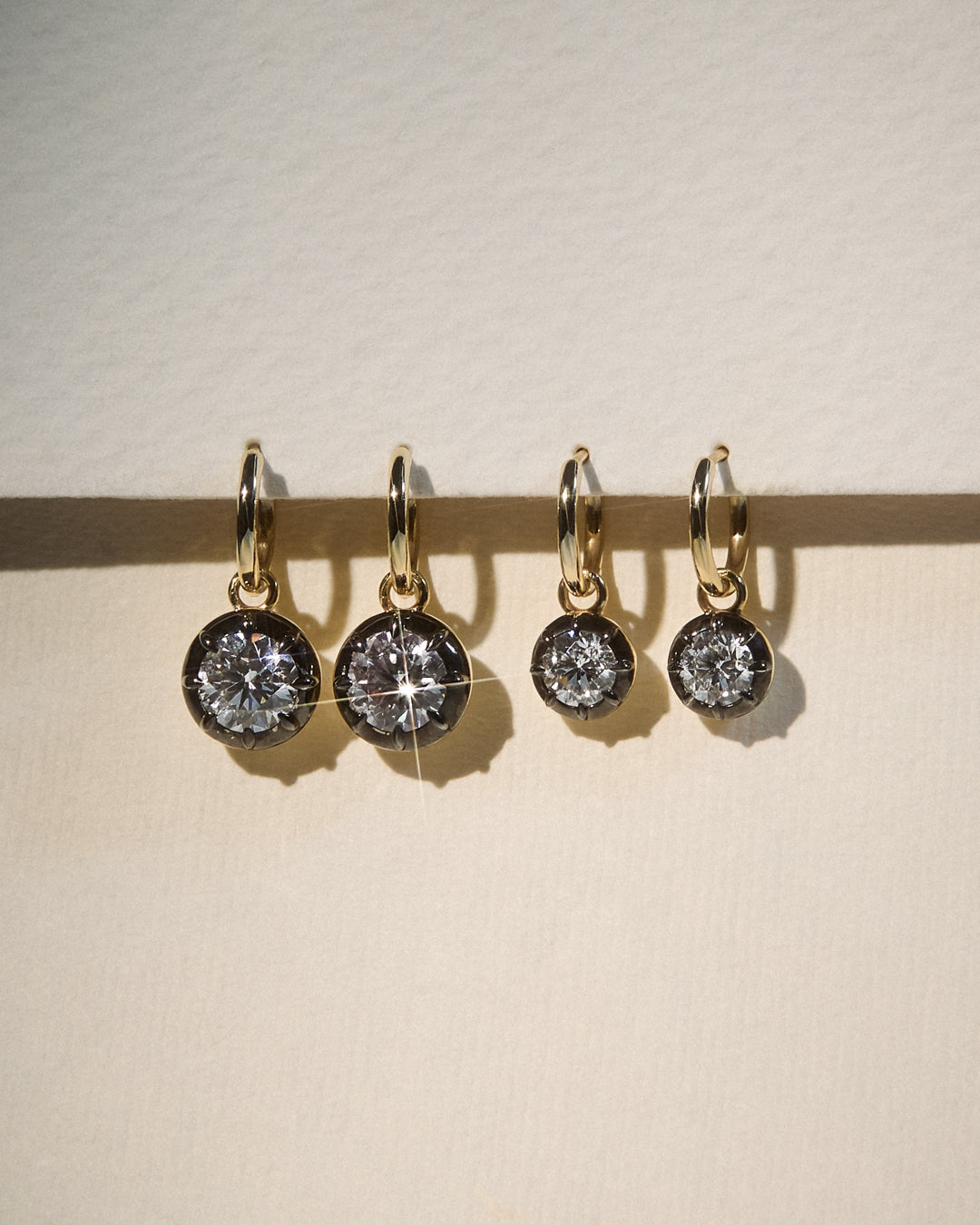 Diamond Georgian Hoop Earrings - Black Rhodium — alternate view