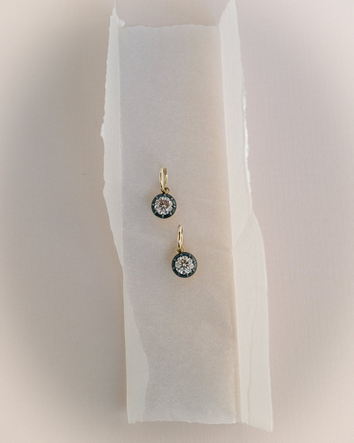 Diamond Georgian Hoop Earrings - Black Rhodium — detail view