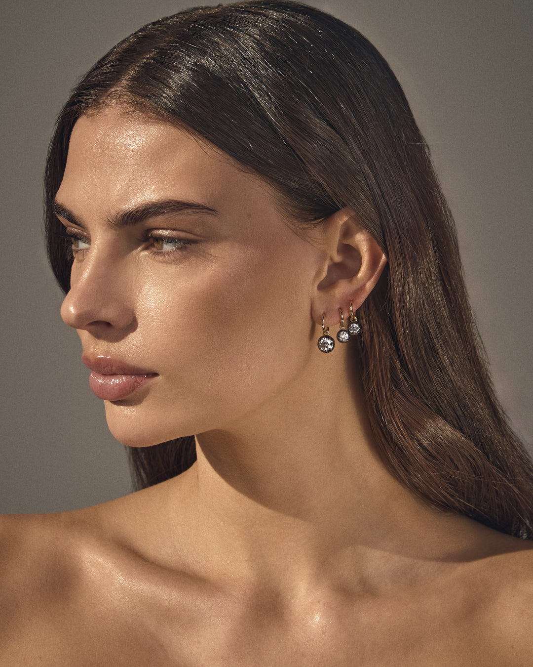 Diamond Georgian Hoop Earrings - Black Rhodium — another angle