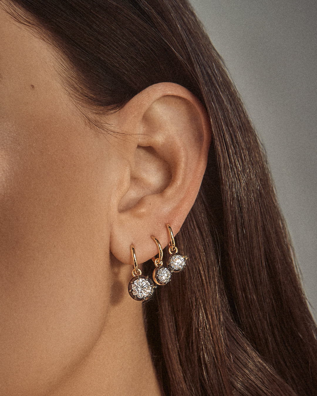 Diamond Georgian Hoop Earrings - Black Rhodium