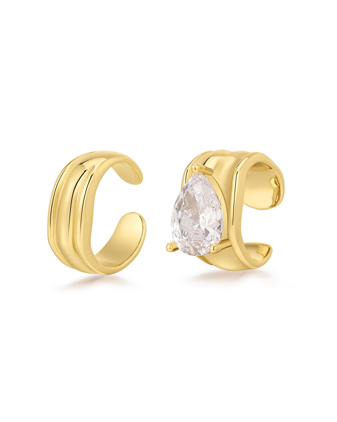 Luxe Stone Ear Cuff Set in Gold - Earrings
