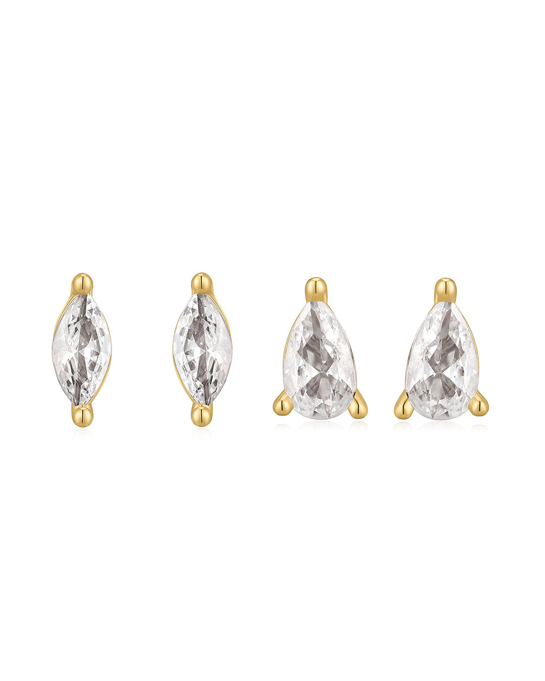 Luxe Stone Studs Set in Gold - Earrings