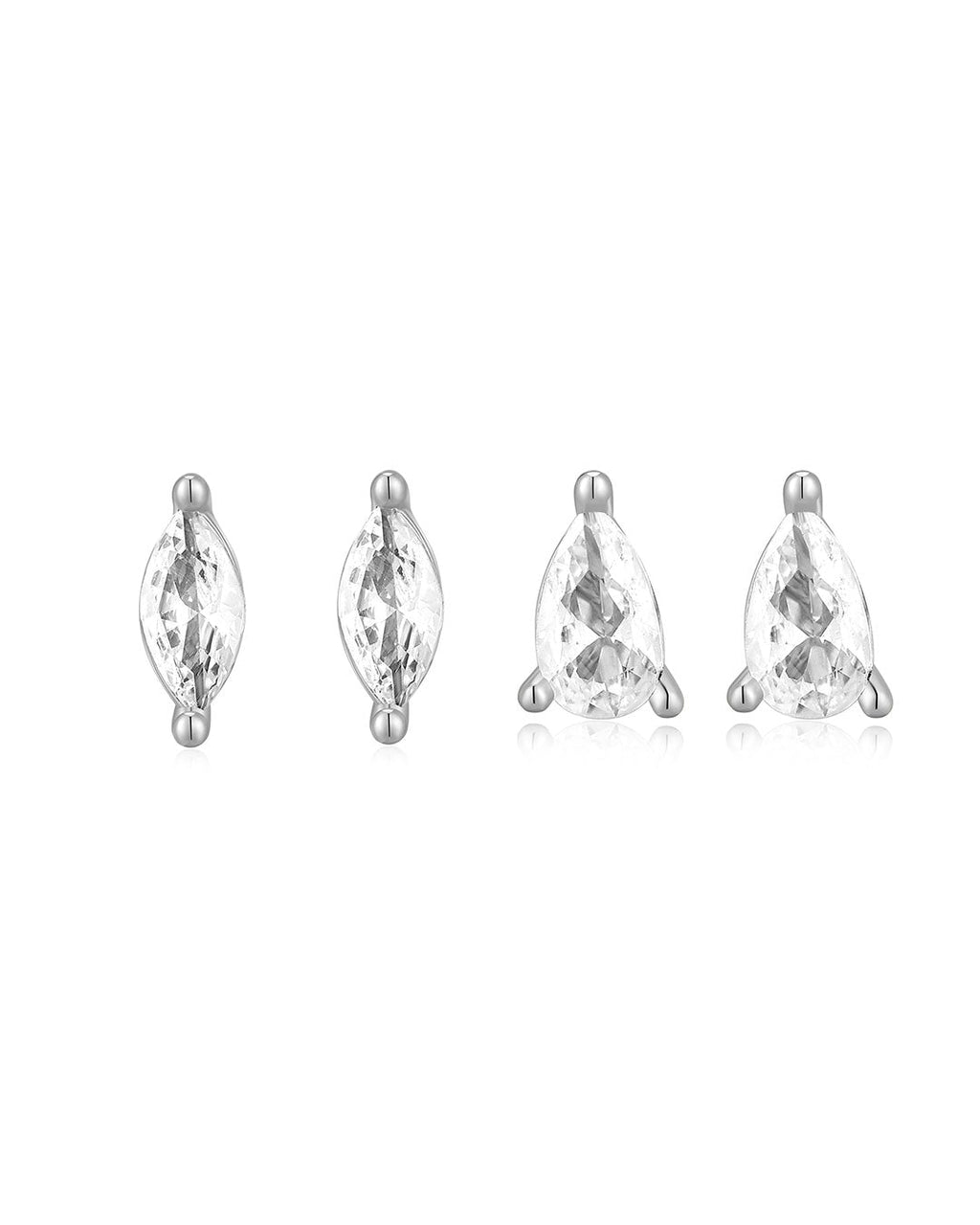 Luxe Stone Studs Set in Silver - Earrings — alternate view
