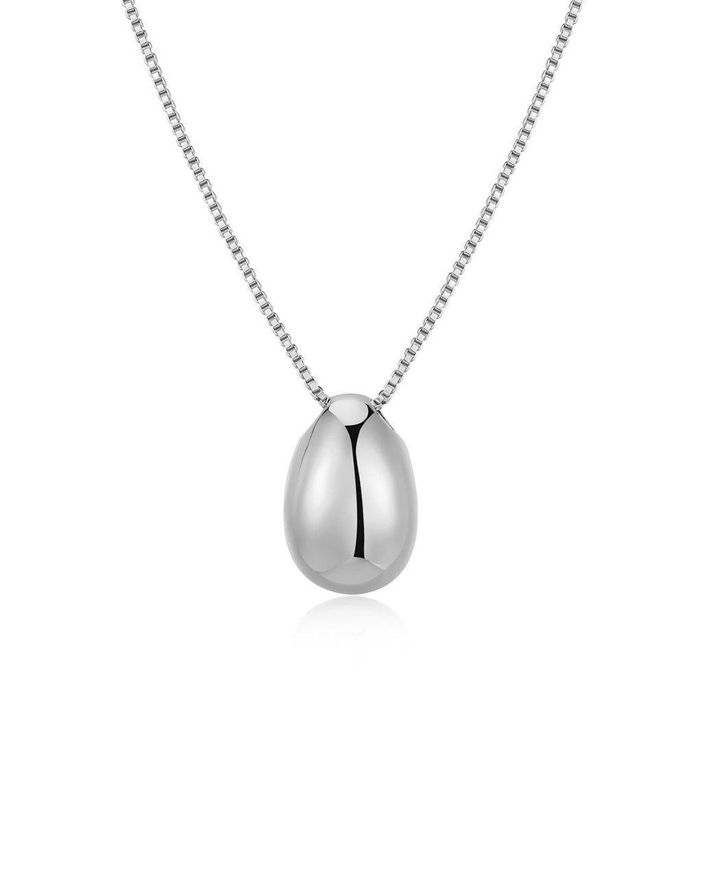 Metal Bean Necklace in Silver — alternate view