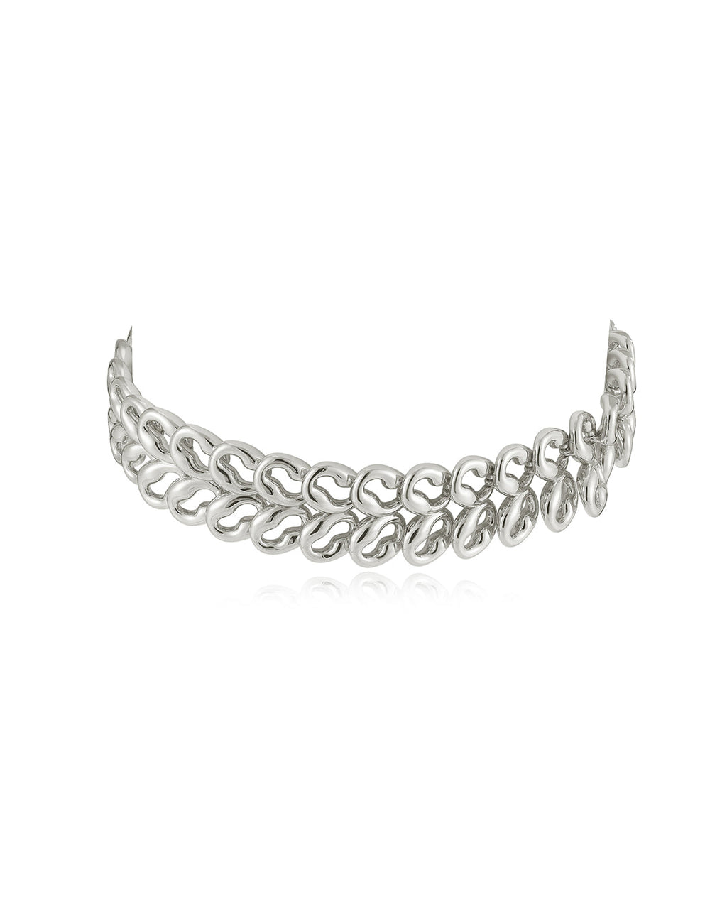 Metal Lace Choker in Silver - Necklaces — detail view