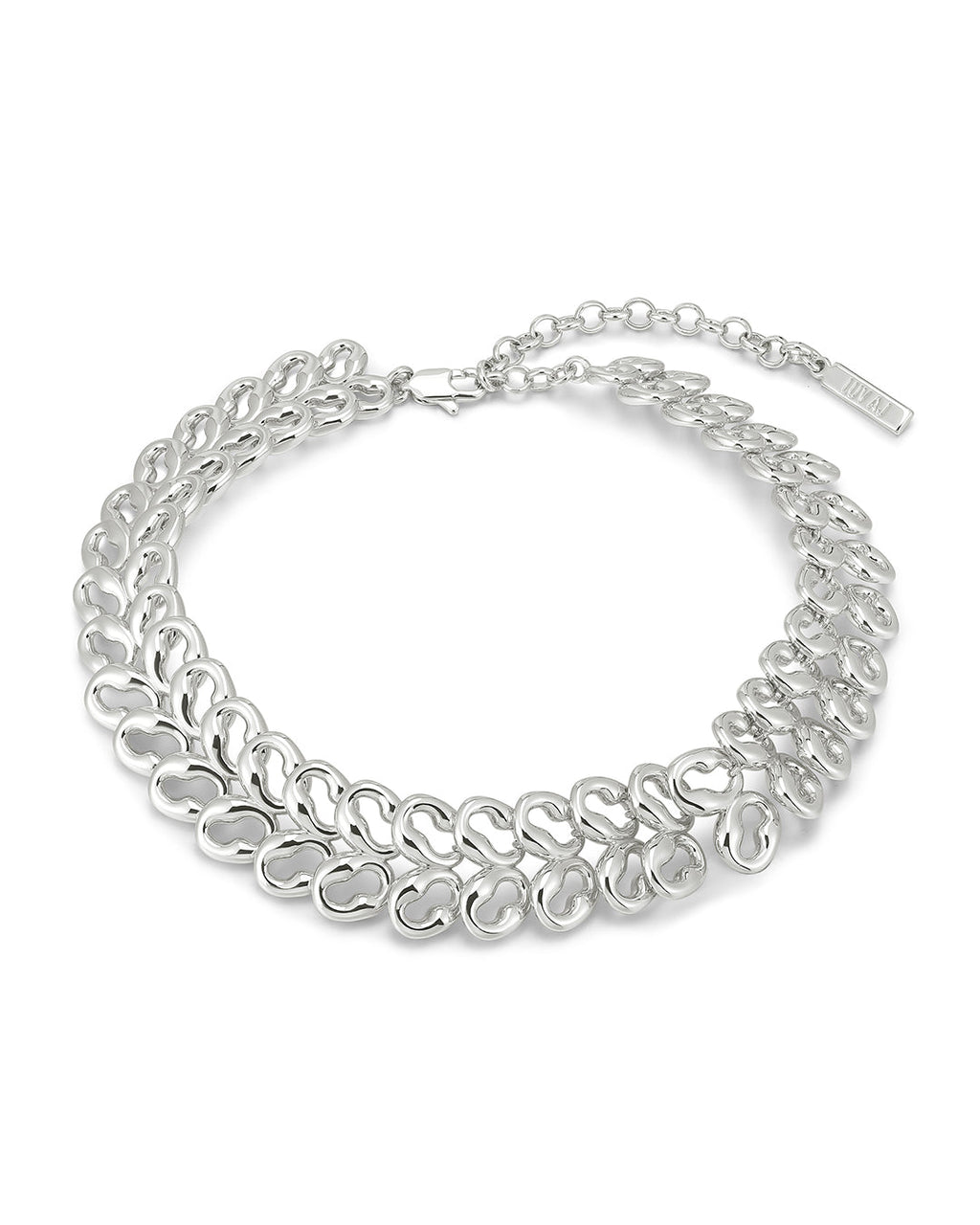 Metal Lace Choker in Silver - Necklaces — alternate view