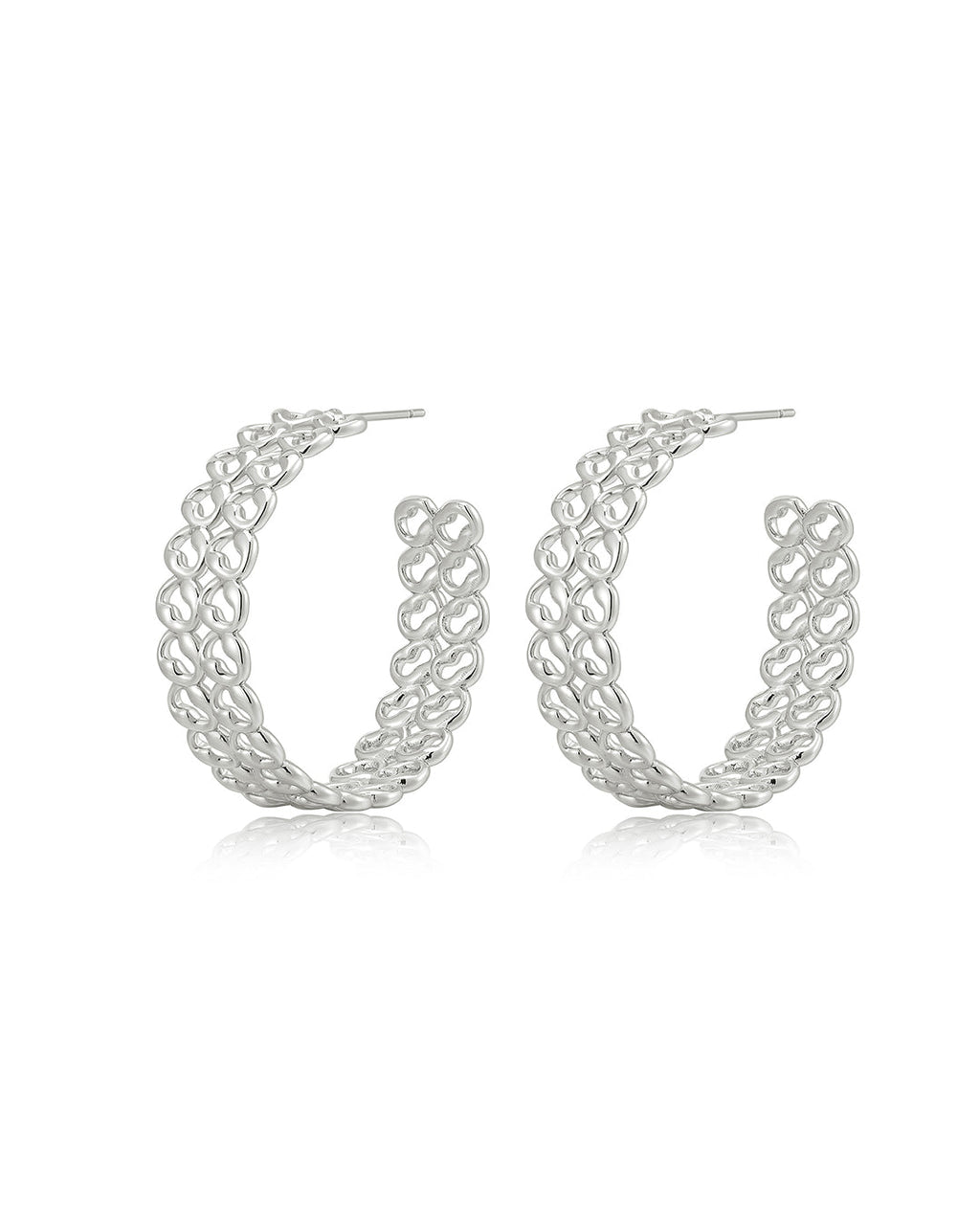 Metal Lace Hoops in Silver — alternate view