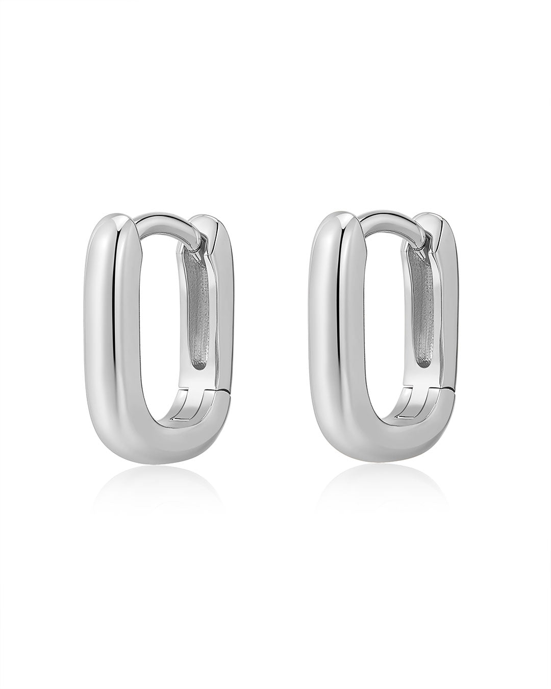 Mini Chain Link Huggies in Silver — alternate view