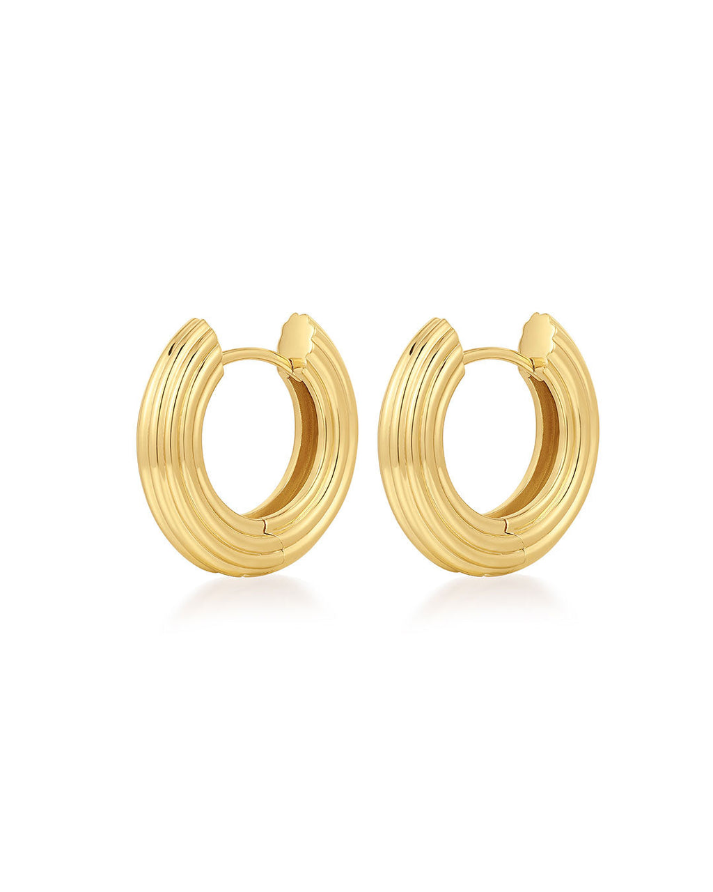 Mini Ridged Amalfi Hinge Hoops in Gold