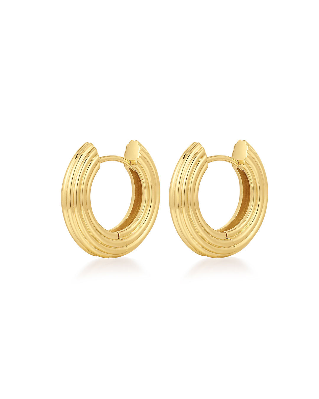 Mini Ridged Amalfi Hinge Hoops in Gold