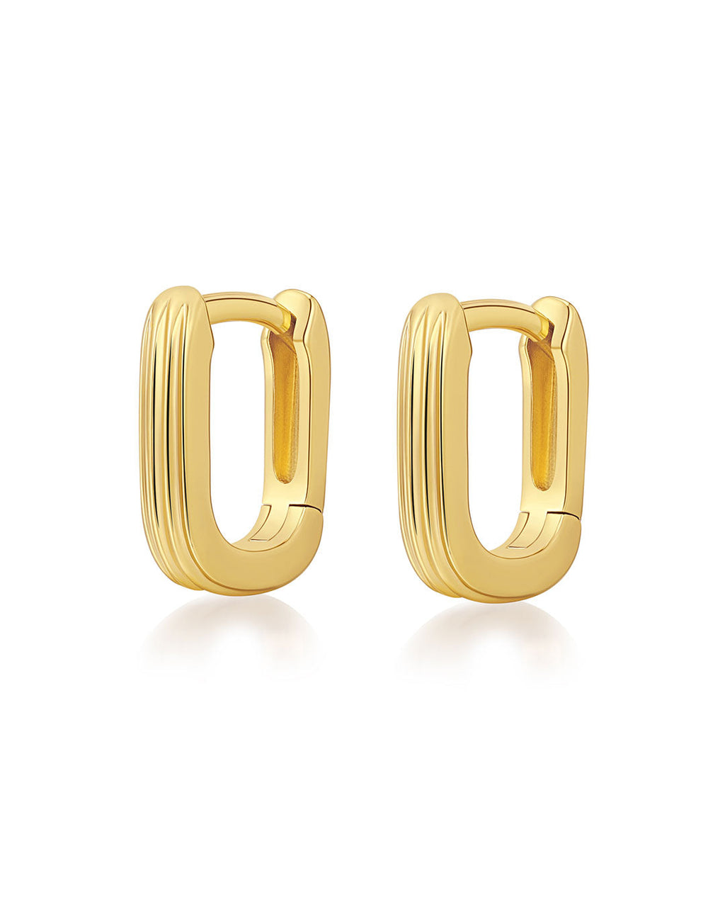 Mini Ridged Chain Link Huggies in Gold