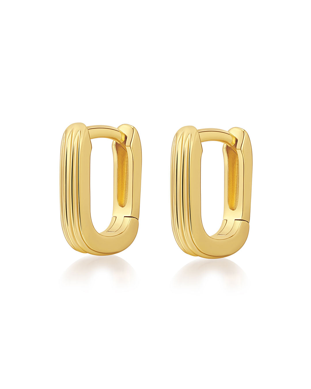 Mini Ridged Chain Link Huggies in Gold