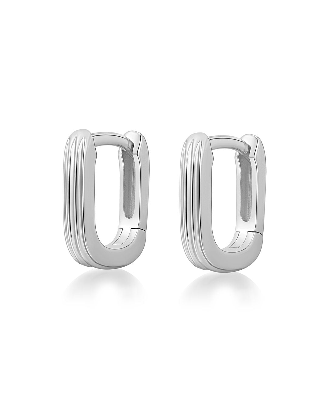 Mini Ridged Chain Link Huggies in Silver — alternate view