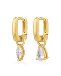 Mini Ridged Chain Link Stone Huggies in Gold