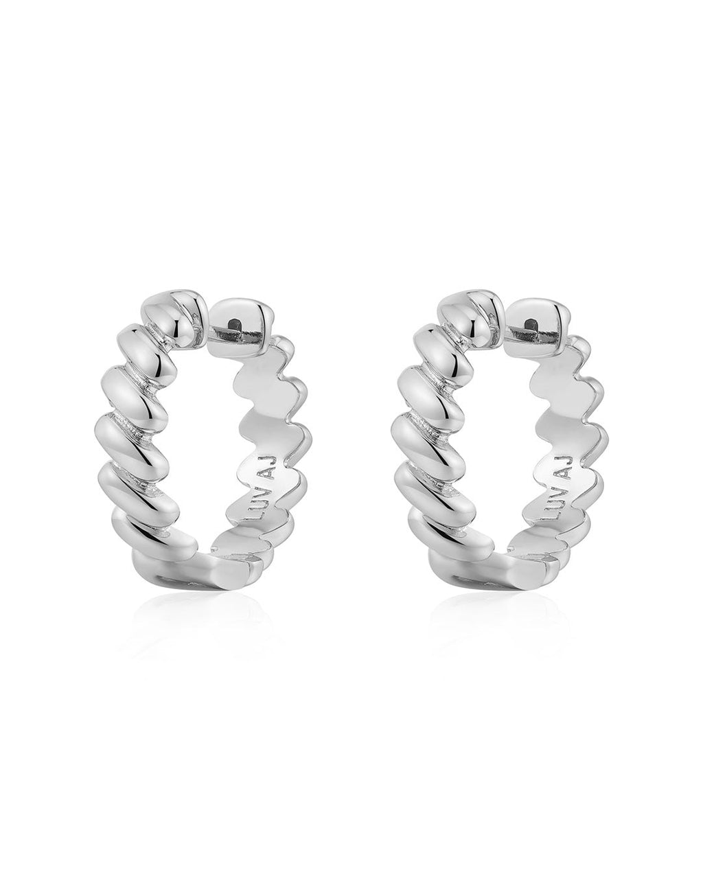 Mini Snake Chain Hoops in Silver — alternate view