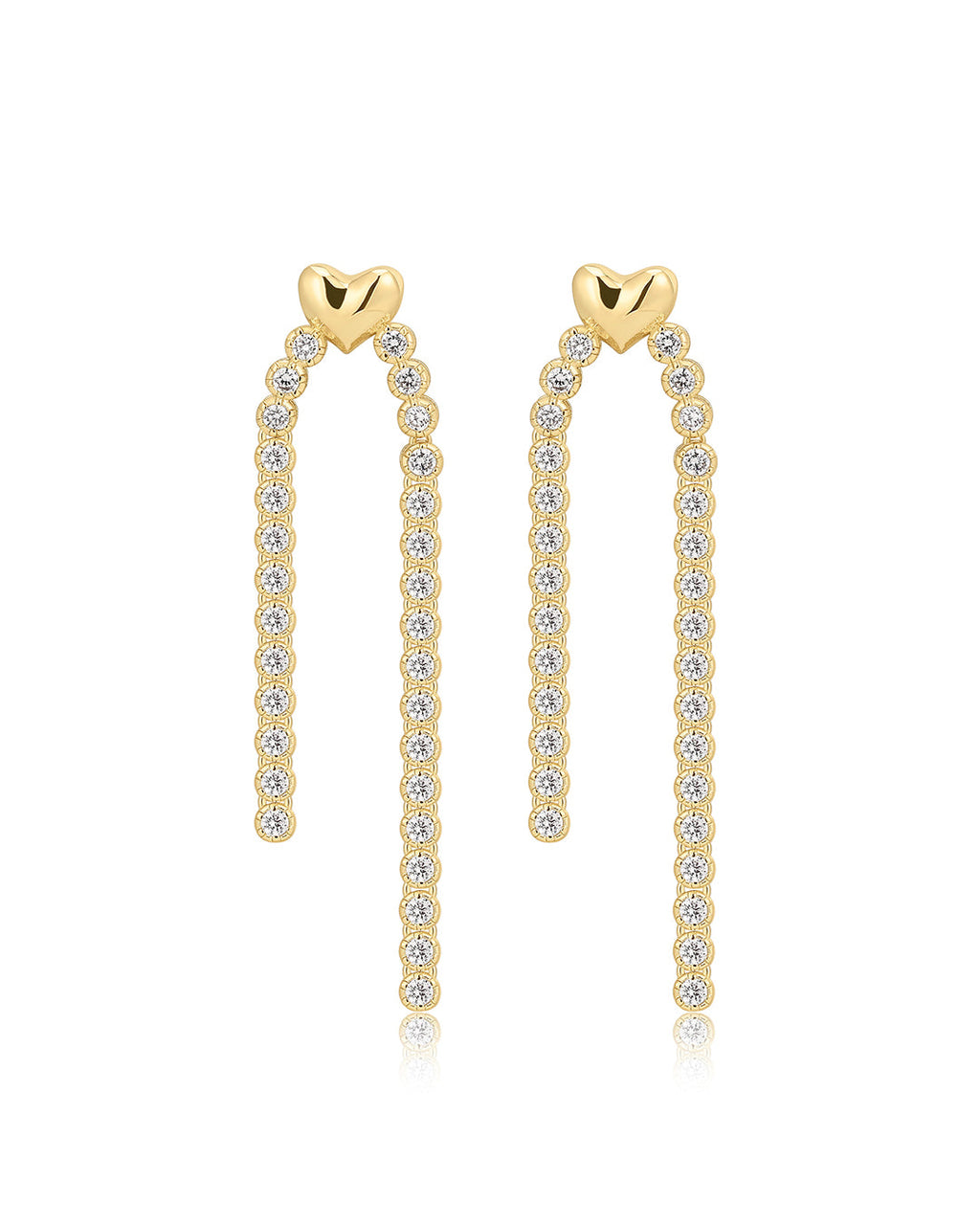 Molten Heart Cascading Studs in Gold - Earrings