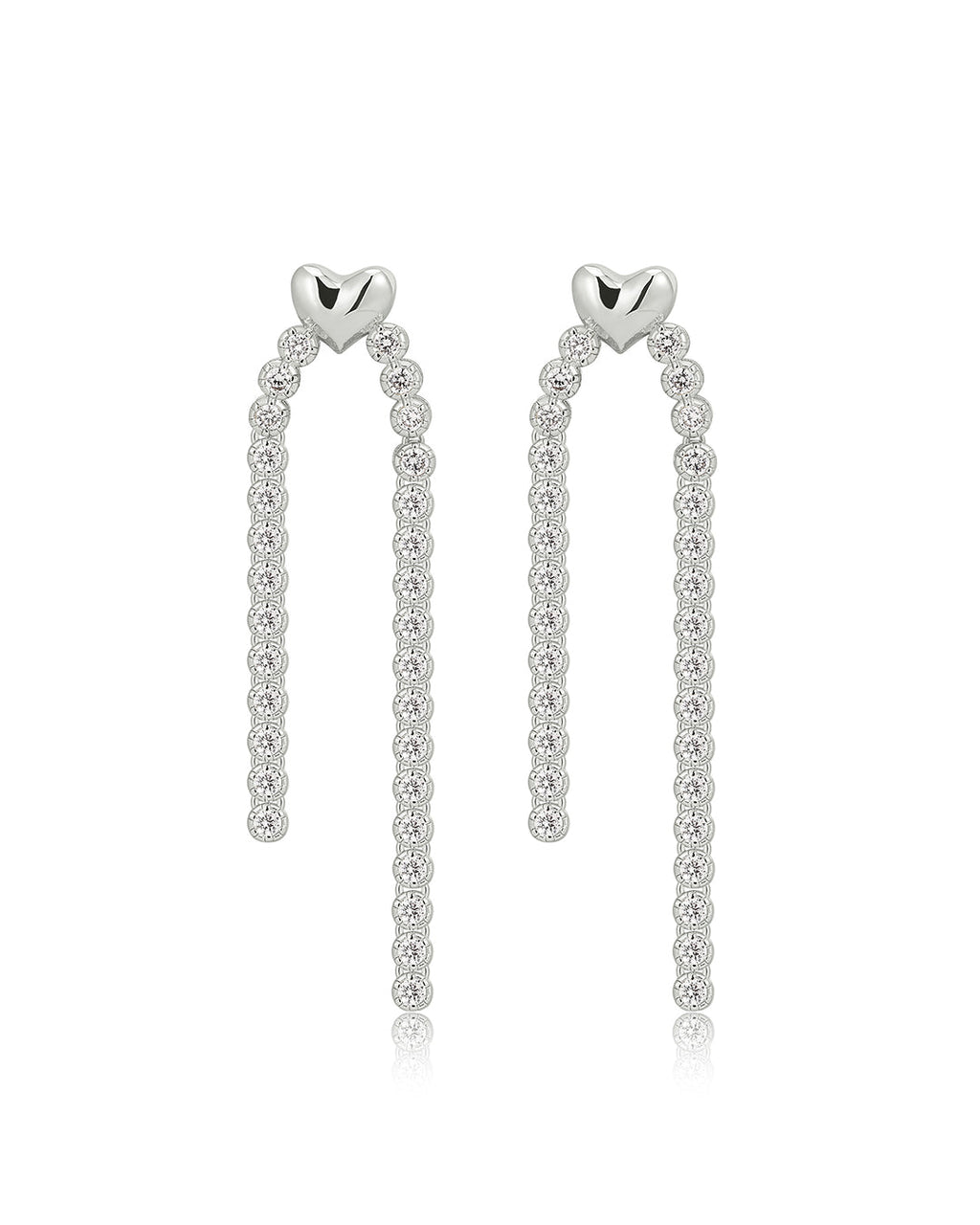 Molten Heart Cascading Studs in Silver - Earrings — alternate view