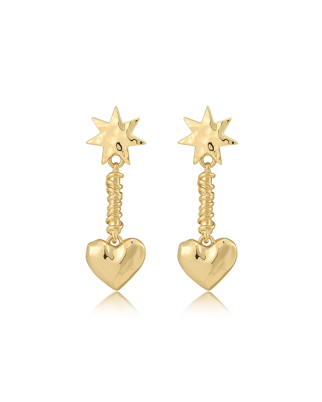 Molten Heart Drop Studs in Gold - Earrings