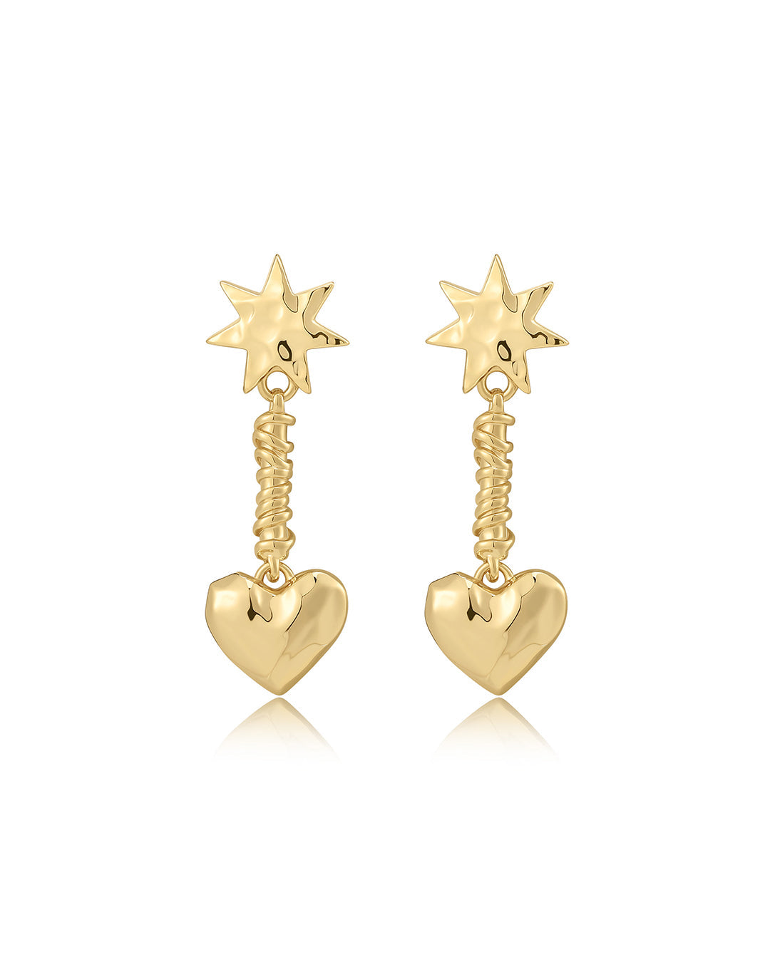 Molten Heart Drop Studs in Gold - Earrings