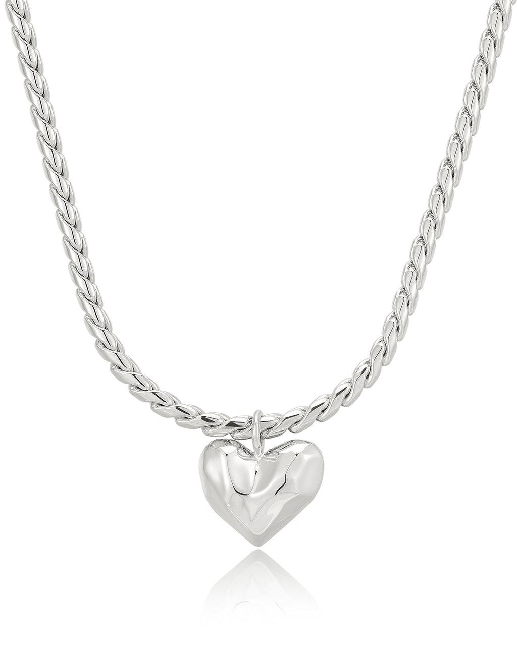 Molten Heart Statement Necklace in Silver — alternate view
