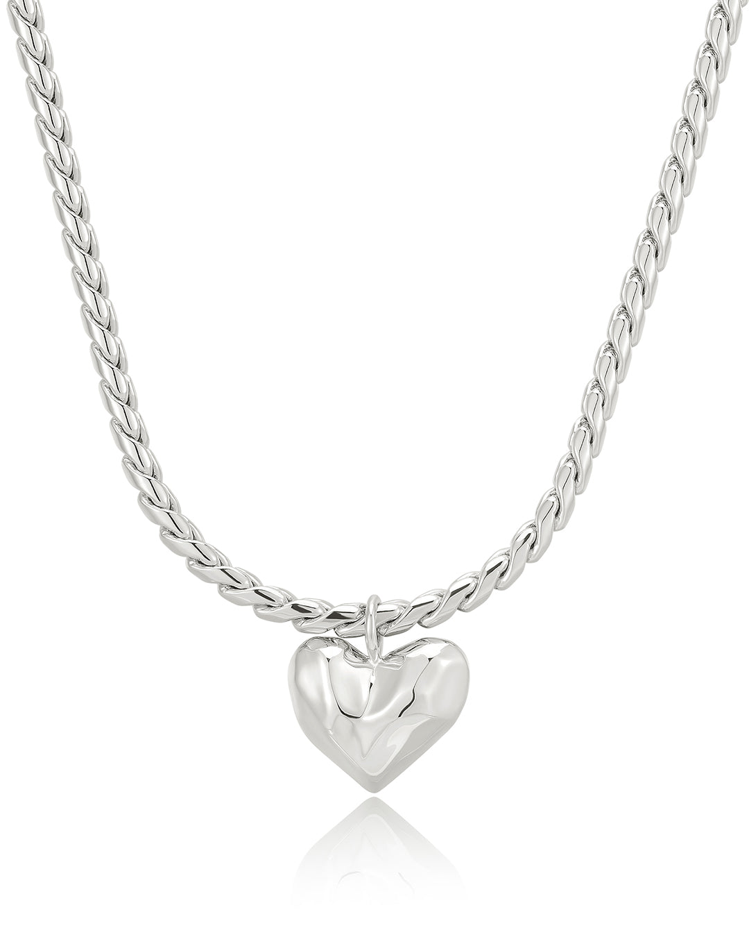 Molten Heart Statement Necklace in Silver — alternate view