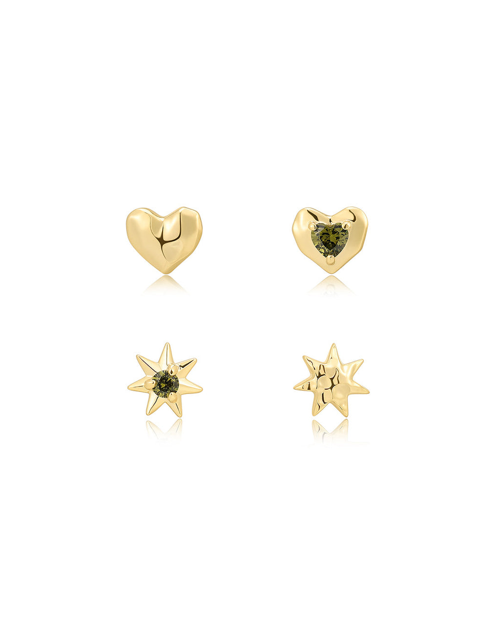 Molten Heart Studs Set in Gold - Earrings
